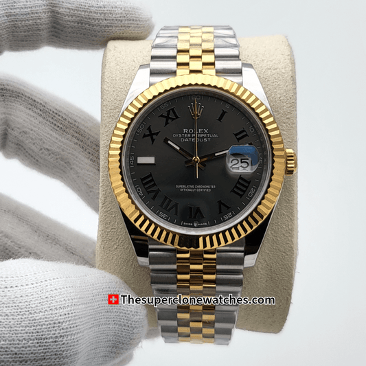 Rolex Datejust Oystersteel and Yellow Gold Slate Dial Exact 1:1 Super Clone 3235 Swiss Movement Replica Watch Ref-126333