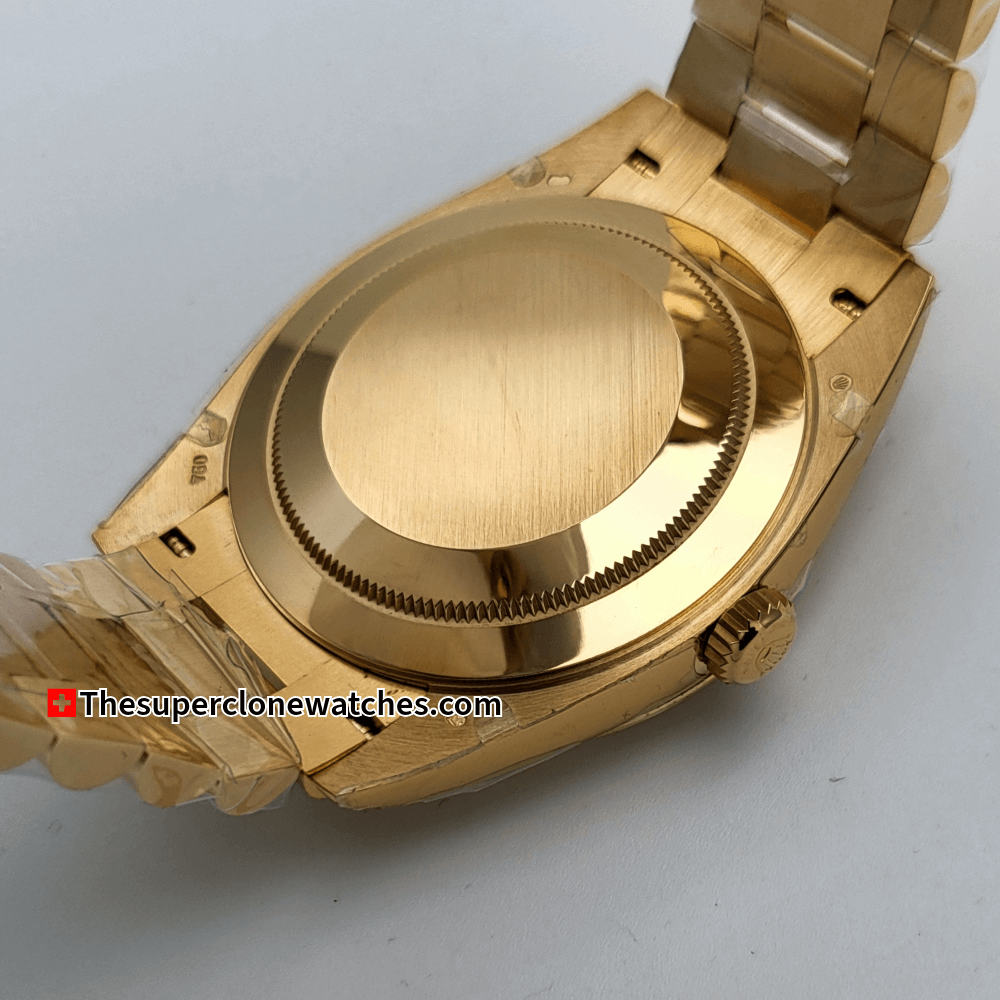 Rolex Day-Date 18kt Yellow Gold Bright Black Dial Exact 1:1 Super Clone 3255 Swiss Movement Replica Watch Ref-228238