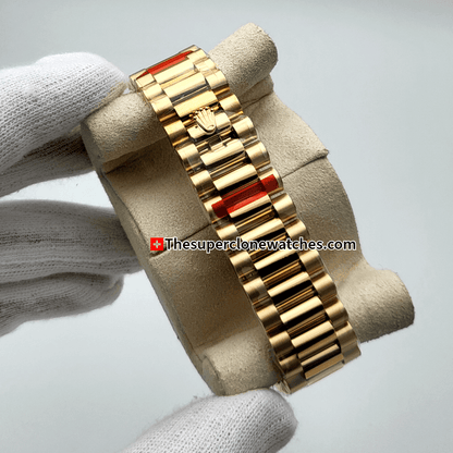 Rolex Day-Date 18kt Yellow Gold Bright Black Dial Exact 1:1 Super Clone 3255 Swiss Movement Replica Watch Ref-228238