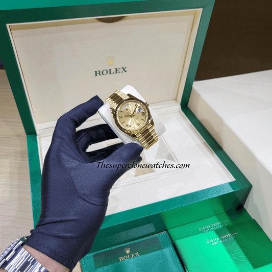Rolex Day-Date 18kt Yellow Gold Champagne-colour Dial Exact 1:1 Super Clone 3255 Swiss Movement Replica Watch Ref-228238