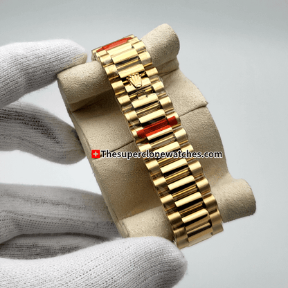 Rolex Day-Date 18kt Yellow Gold White Dial Exact 1:1 Super Clone 3255 Swiss Movement Replica Watch Ref-228238