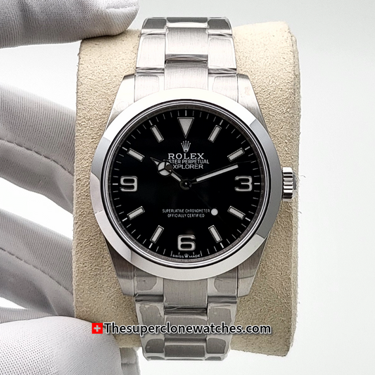 Rolex Explorer Black Dial Oystersteel Bracelet Exact 1:1 Super Clone 3230 Swiss Movement  Replica Watch Ref-224270