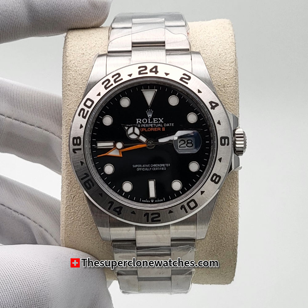 Rolex Explorer II Oystersteel Bracelet Black Dial Exact 1:1 Super Clone 3285 Swiss Movement Replica Watch Ref-226570