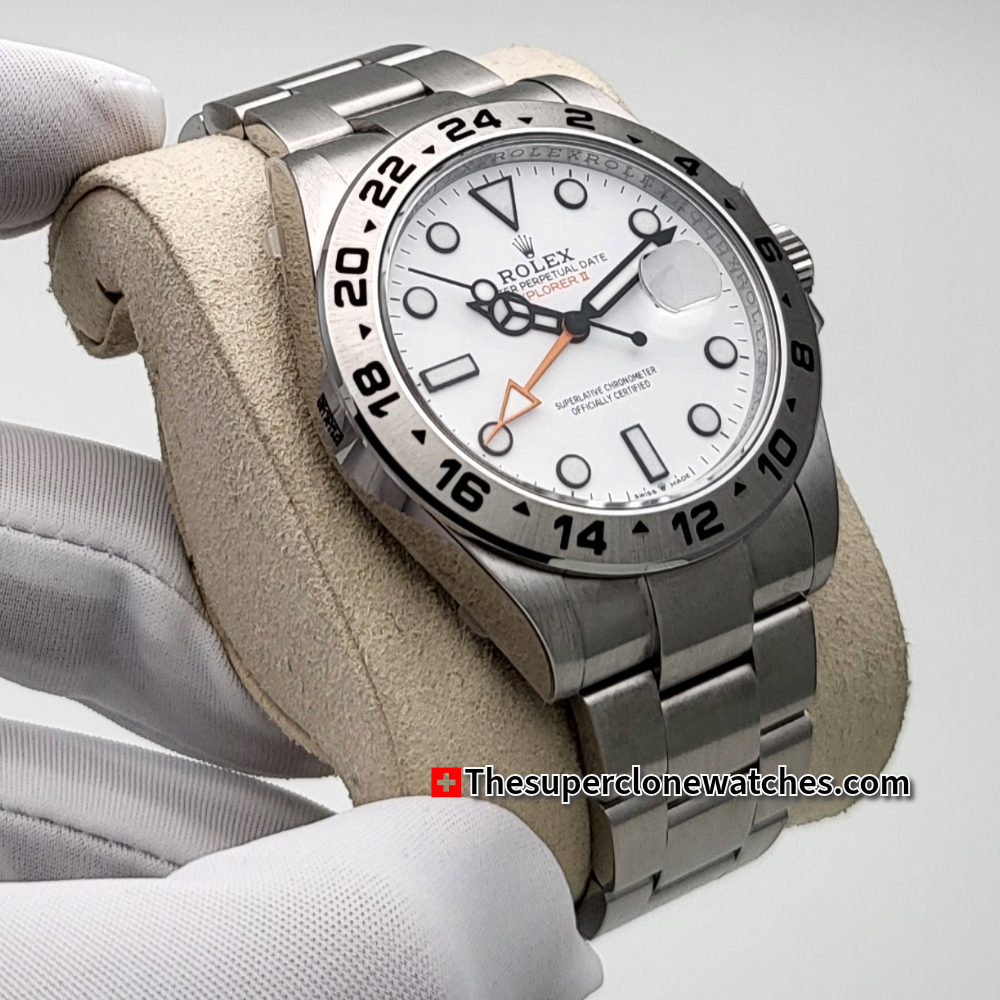 Rolex Explorer II Oystersteel Bracelet White Dial Exact 1:1 Super Clone 3285 Swiss Movement Replica Watch Ref-226570