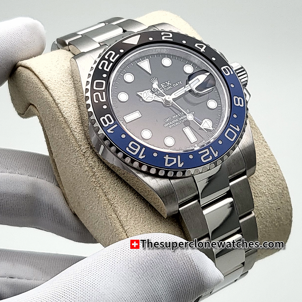 Rolex GMT Master II BATMAN Exact 1:1 Super Clone 3285 Swiss Movement Replica Watch Ref-126710BLNR