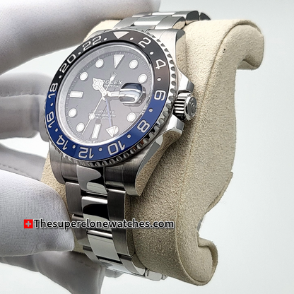 Rolex GMT Master II BATMAN Exact 1:1 Super Clone 3285 Swiss Movement Replica Watch Ref-126710BLNR