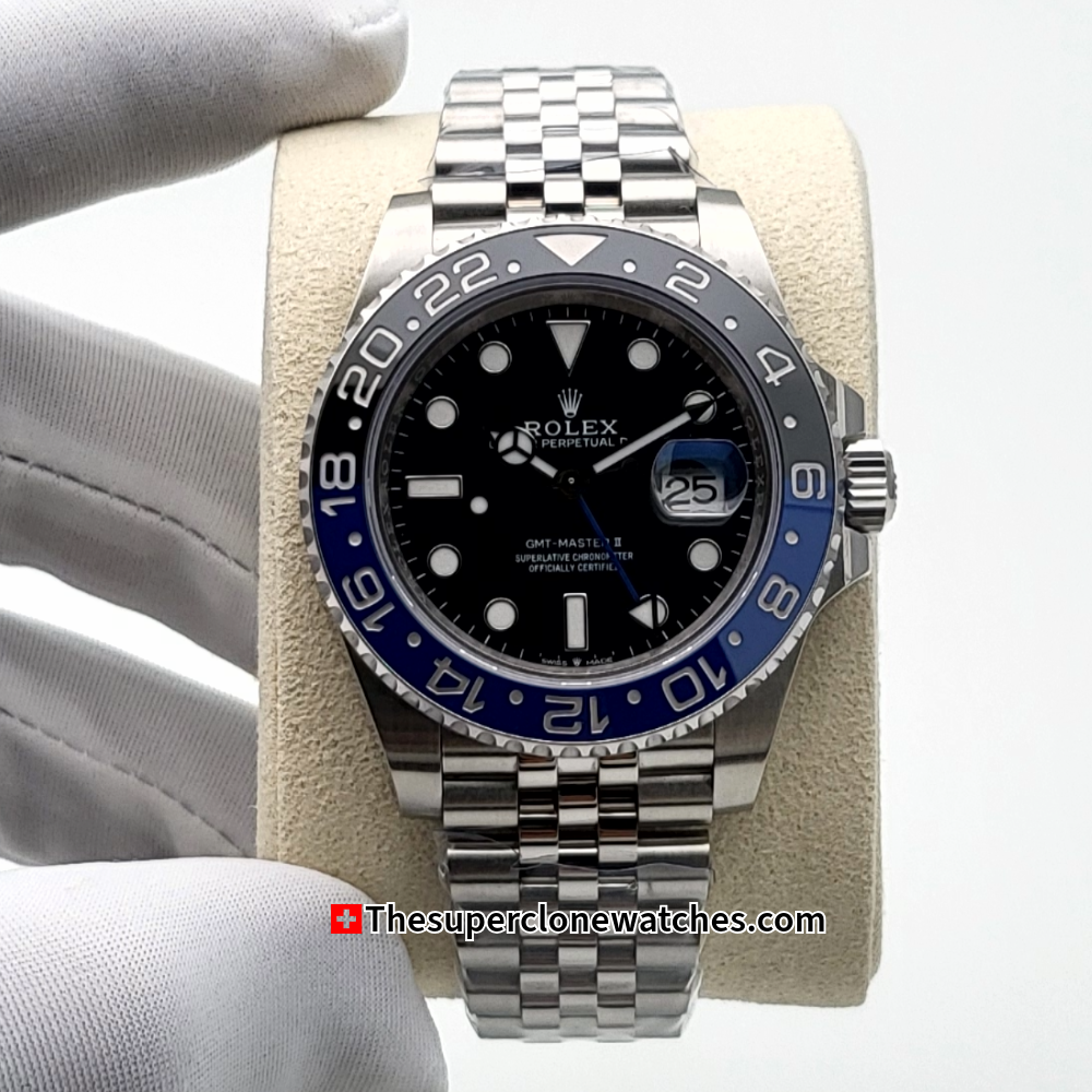 Rolex GMT Master II BATMAN Jubilee Bracelet Exact 1:1 Super Clone 3285 Swiss Movement Replica Watch Ref-126710BLNR