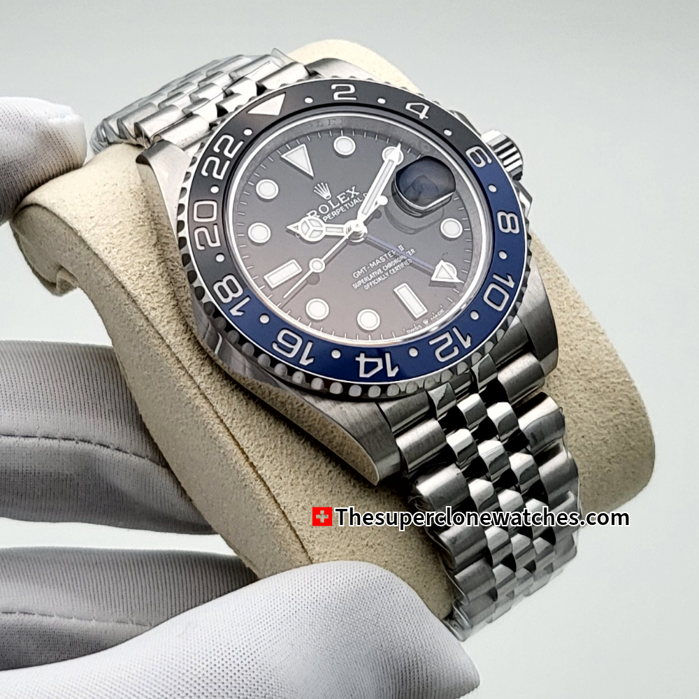 Rolex GMT Master II BATMAN Jubilee Bracelet Exact 1:1 Super Clone 3285 Swiss Movement Replica Watch Ref-126710BLNR