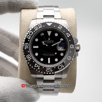 Rolex GMT Master II Black Dial Exact 1:1 Super Clone 3285 Swiss Movement Replica Watch Ref-126710GRNR