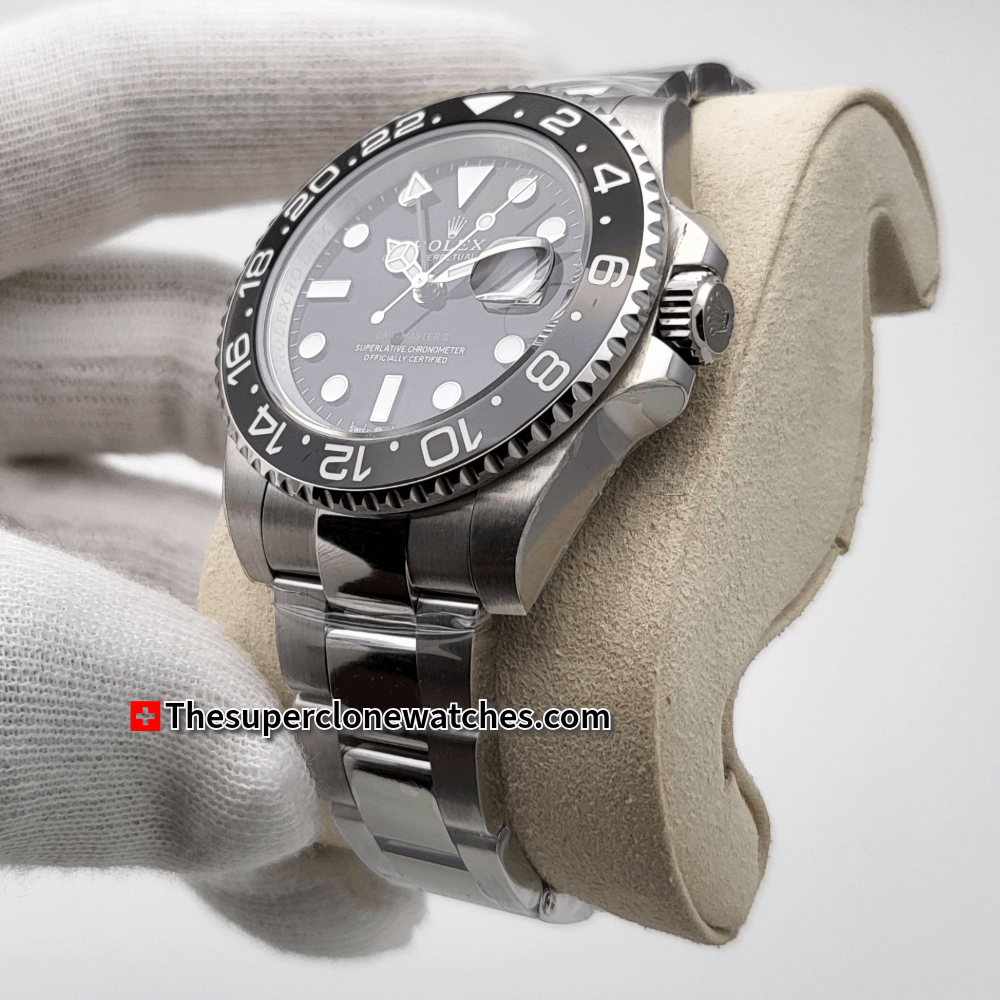 Rolex GMT Master II Black Dial Exact 1:1 Super Clone 3285 Swiss Movement Replica Watch Ref-126710GRNR