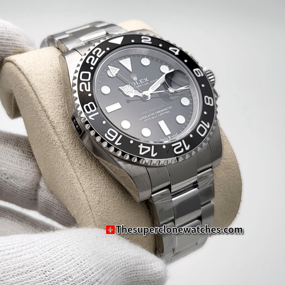 Rolex GMT Master II Black Dial Exact 1:1 Super Clone 3285 Swiss Movement Replica Watch Ref-126710GRNR