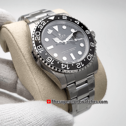 Rolex GMT Master II Black Dial Exact 1:1 Super Clone 3285 Swiss Movement Replica Watch Ref-126710GRNR