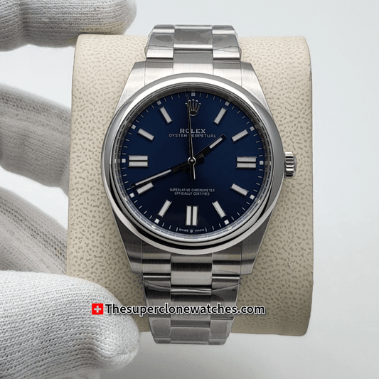 Rolex Oyster Perpetual Bright Blue Dial Exact 1:1 Super Clone 3230 Movement Replica Watch Ref-134300