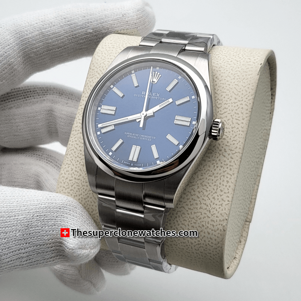 Rolex Oyster Perpetual Bright Blue Dial Exact 1:1 Super Clone 3230 Movement Replica Watch Ref-134300