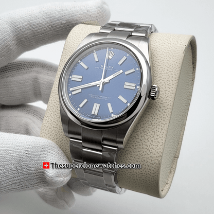 Rolex Oyster Perpetual Bright Blue Dial Exact 1:1 Super Clone 3230 Movement Replica Watch Ref-134300