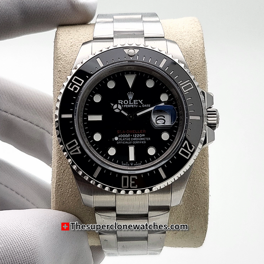 Rolex Sea-Dweller Intense Black Dial Oystersteel Bracelet Exact 1:1 Super Clone 3235 Swiss Movement Replica Watch Ref-126600