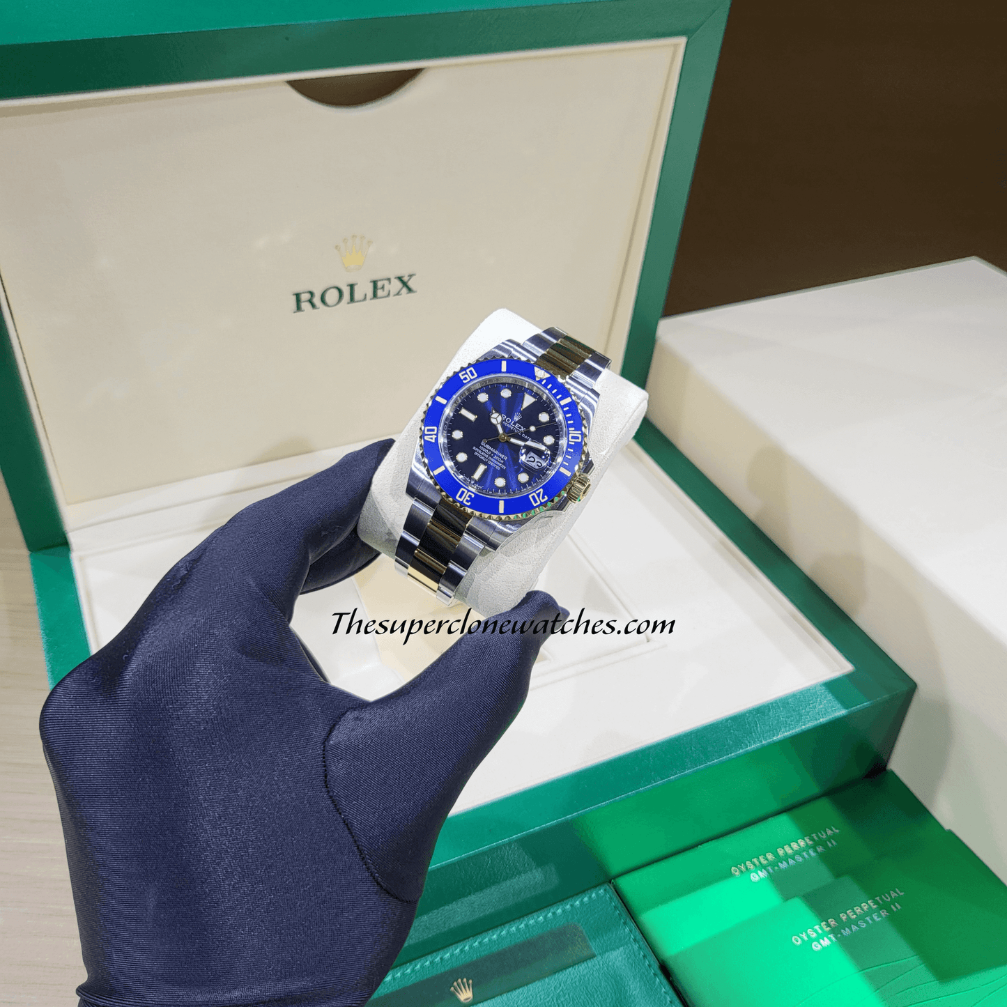 Rolex Submariner Date 2-Tone Royal Blue Dial Exact 1:1 Super Clone 3235 Swiss Movement Replica Watch Ref-126613LB