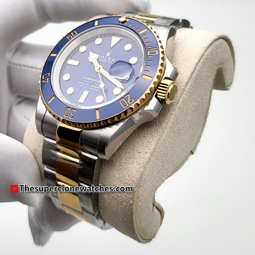 Rolex Submariner Date 2-Tone Royal Blue Dial Exact 1:1 Super Clone 3235 Swiss Movement Replica Watch Ref-126613LB