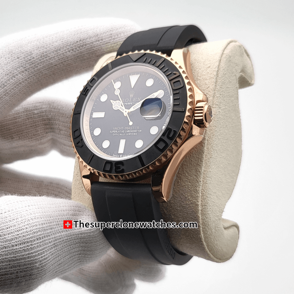 Rolex Yacht-Master Everose Gold Oysterflex Exact 1:1 Super Clone 3235 Swiss Movement Replica Watch Ref-126655