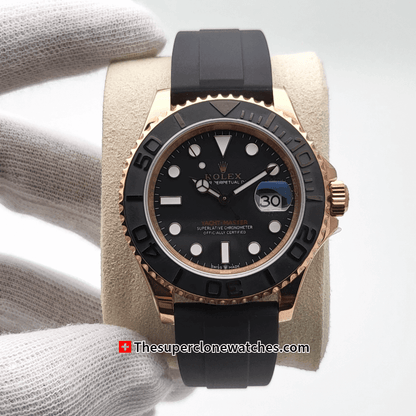 Rolex Yacht-Master Everose Gold Oysterflex Exact 1:1 Super Clone 3235 Swiss Movement Replica Watch Ref-126655