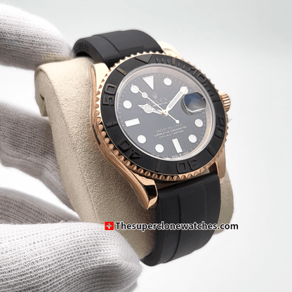 Rolex Yacht-Master Everose Gold Oysterflex Exact 1:1 Super Clone 3235 Swiss Movement Replica Watch Ref-126655