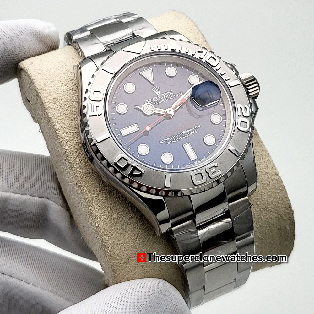 Rolex Yacht-Master Oystersteel and Platinum Bright Blue Dial Exact 1:1 Super Clone 3235 Swiss Movement Replica Watch Ref-126622