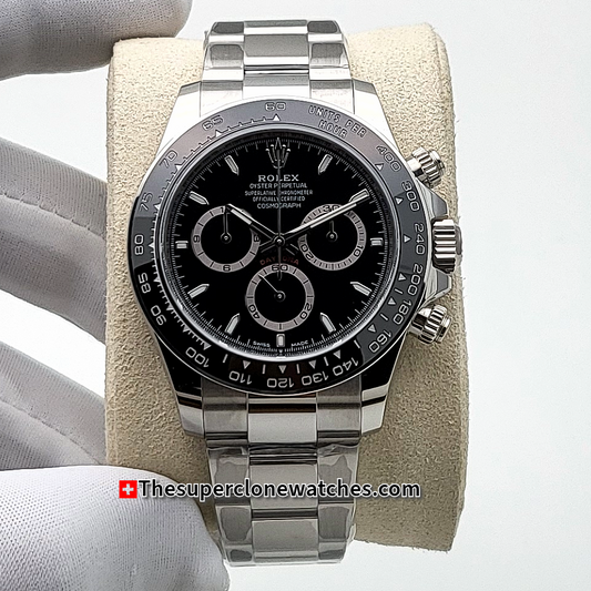 Rolex Cosmograph Daytona Black Dial Exact 1:1 Super Clone 4131 Swiss Movement Replica Watch Ref-126500LN