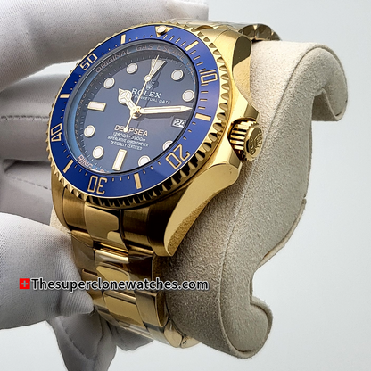 Rolex Deepsea Oyster Yellow Gold Blue Dial Exact 1:1 Super Clone 3235 Swiss Movement Replica Watch Ref-136668LB