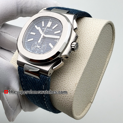 Patek Philippe Nautilus White Gold 5980/60G-001 Opaline Blue-Gray Dial 45mm Exact 1:1 Super Clone CH 28-520 C/522 Swiss Movement Replica Watch