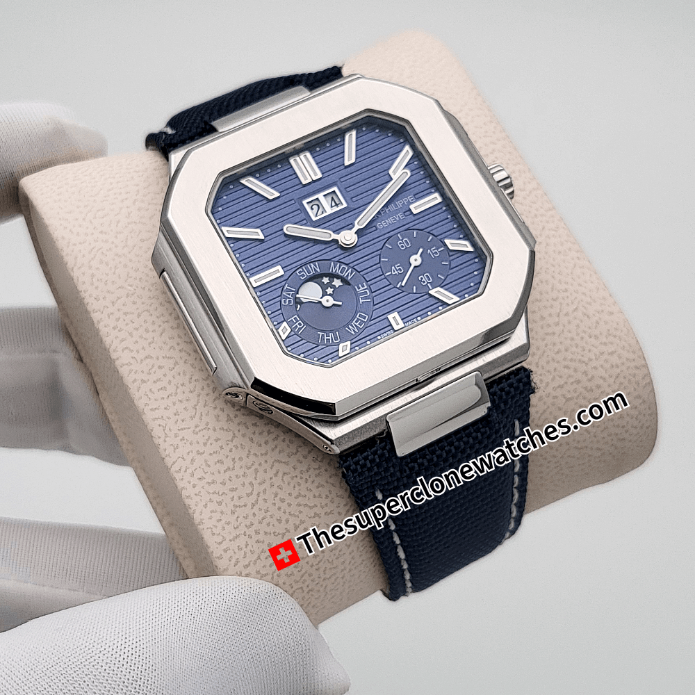 Patek Philippe Cubitus Platinum 5822P-001 Sunburst Blue Dial 45mm Exact 1:1 Super Clone 240 PS CI J LUSwiss Movement Replica Watch
