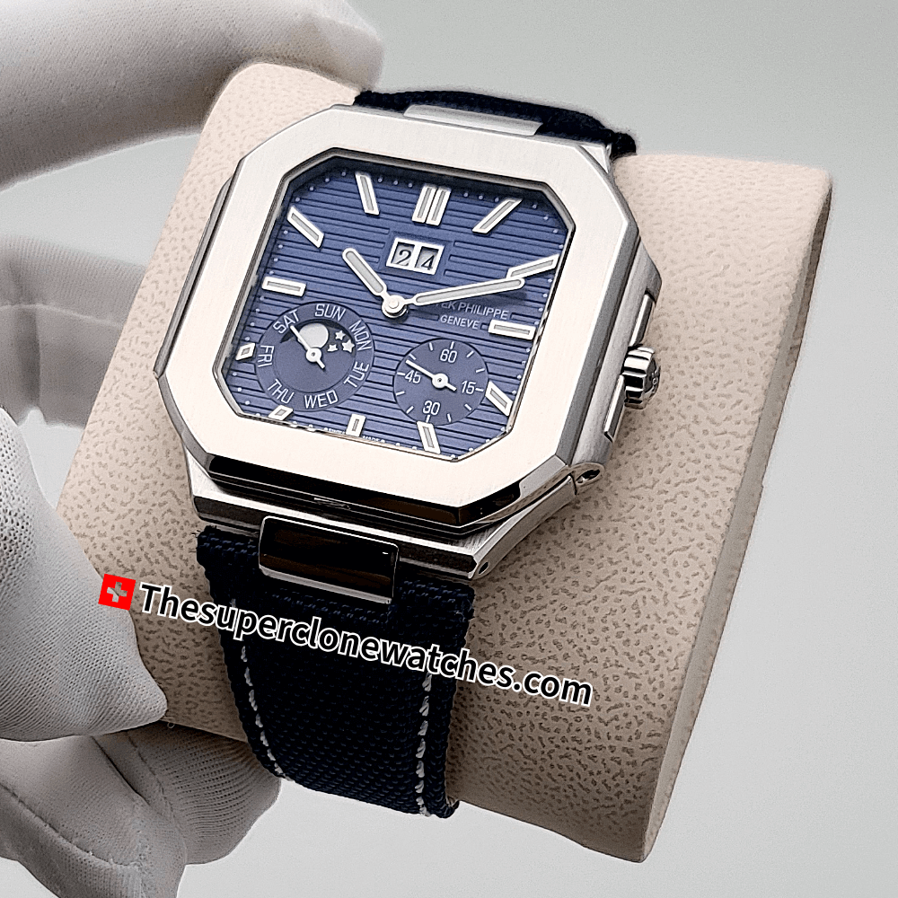 Patek Philippe Cubitus Platinum 5822P-001 Sunburst Blue Dial 45mm Exact 1:1 Super Clone 240 PS CI J LUSwiss Movement Replica Watch