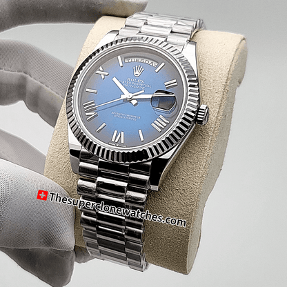 Rolex Day-Date White Gold Blue ombre Dial 40mm Exact 1:1 Super Clone 3255 Swiss Movement Replica Watch Ref-228236