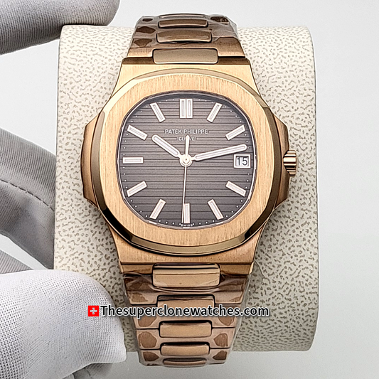 Patek Philippe Nautilus 18kt Rose Gold 5711/1R-001 Brown Dial Exact 1:1 Super Clone 324 S C Swiss Movement Replica Watch