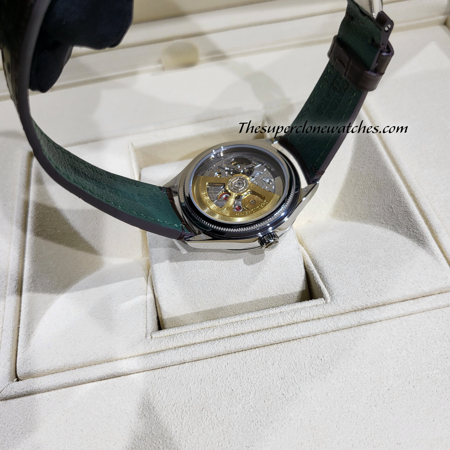 Rolex 1908 Platinum Ice Blue Dial Alligator Strap Exact 1:1 Super Clone 7140 Swiss Movement Replica Watch Ref-52506