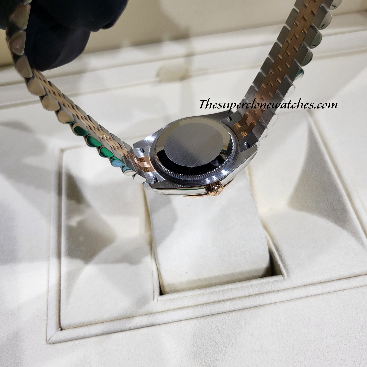 Rolex Datejust Oystersteel and Everose Gold Diamonds Set White Mother-of-Pearl Dial 31mm Exact 1:1 Super Clone 2236 Swiss Movement Replica Watch Ref-278381RBR