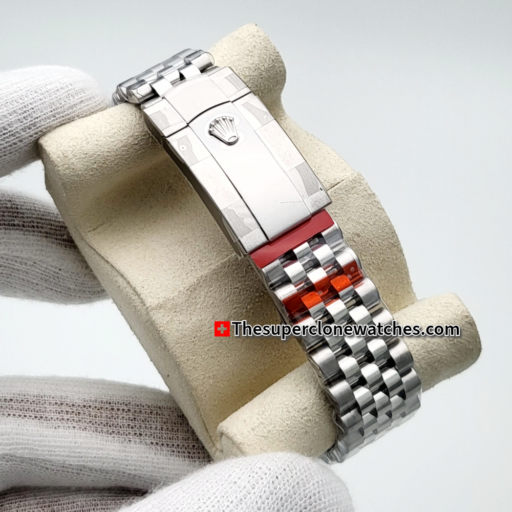 Rolex Datejust Oystersteel and White Gold Bright Blue with Diamonds Set Dial Exact 1:1 Super Clone 3235 Swiss Movement Replica Watch Ref-126334