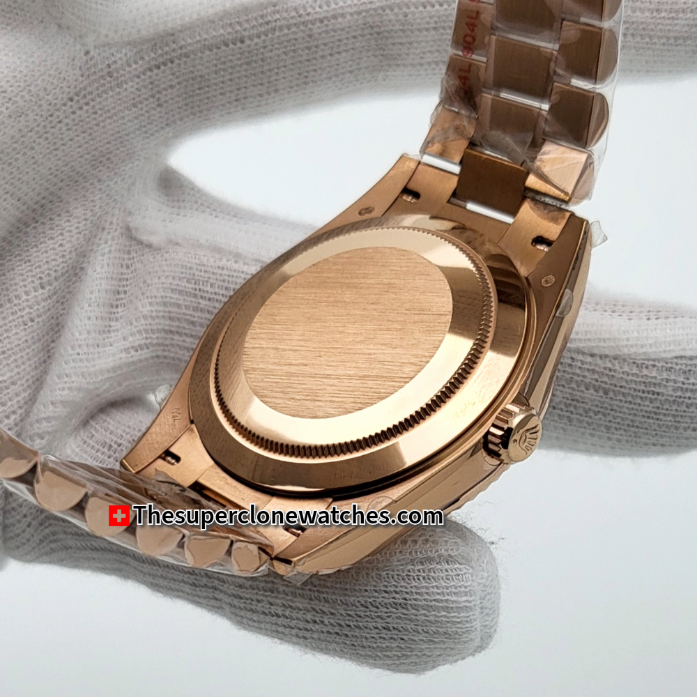 Rolex Day-Date Everose Gold Eisenkiesel with Diamonds Set Dial Exact 1:1 Super Clone 3255 Swiss Movement Replica Watch Ref-228235