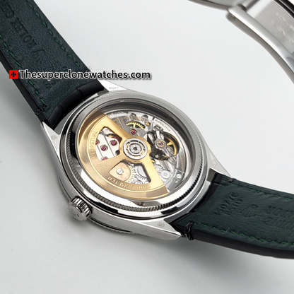 Rolex 1908 18kt White Gold Intense Black Dial Alligator Strap Exact 1:1 Super Clone 7140 Swiss Movement Replica Watch Ref-52509