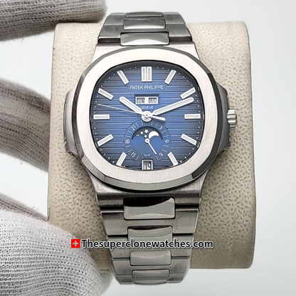 Patek Philippe Nautilus Annual Calendar Moon Phases 5726/1A-014 Blue Dial Exact 1:1 Super Clone 324 S QA LU 24H/303 Swiss Movement Replica Watch