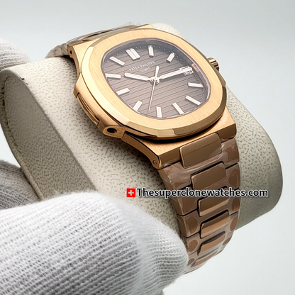 Patek Philippe Nautilus 18kt Rose Gold 5711/1R-001 Brown Dial Exact 1:1 Super Clone 324 S C Swiss Movement Replica Watch