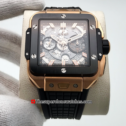 Hublot Square Bang Unico King Gold Ceramic Exact 1:1 Super Clone HUB1280 Swiss Movement Replica Watch