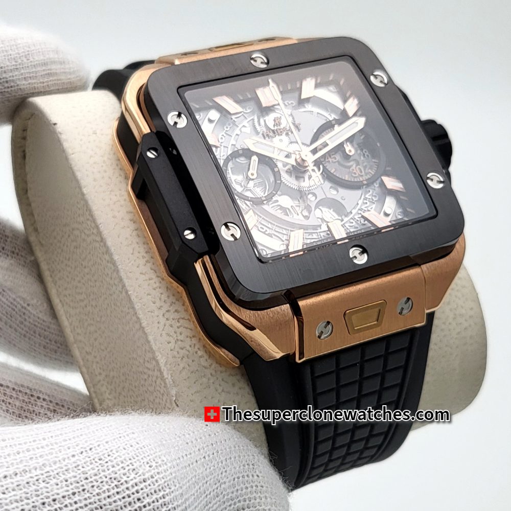 Hublot Square Bang Unico King Gold Ceramic Exact 1:1 Super Clone HUB1280 Swiss Movement Replica Watch