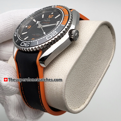 Omega Seamaster Planet Ocean 600M Steel On Rubber Strap Black Dial Exact 1:1 Super Clone 8900 Swiss Movement Replica Watch
