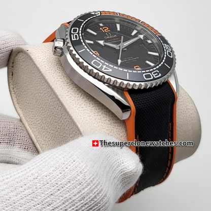 Omega Seamaster Planet Ocean 600M Steel On Rubber Strap Black Dial Exact 1:1 Super Clone 8900 Swiss Movement Replica Watch