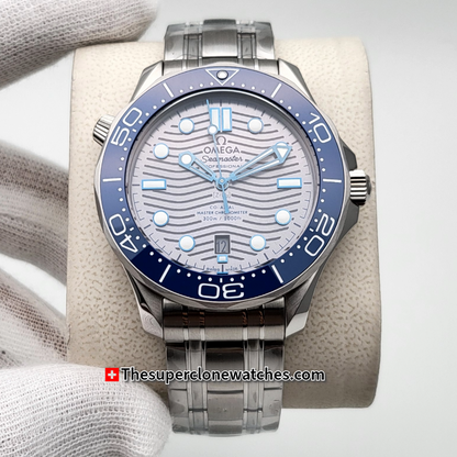 Omega Seamaster Diver 300M Steel On Steel Grey Dial Exact 1:1 Super Clone 8800 Swiss Movement Replica Watch