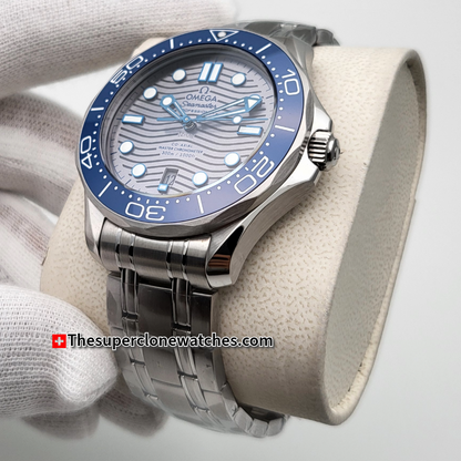 Omega Seamaster Diver 300M Steel On Steel Grey Dial Exact 1:1 Super Clone 8800 Swiss Movement Replica Watch