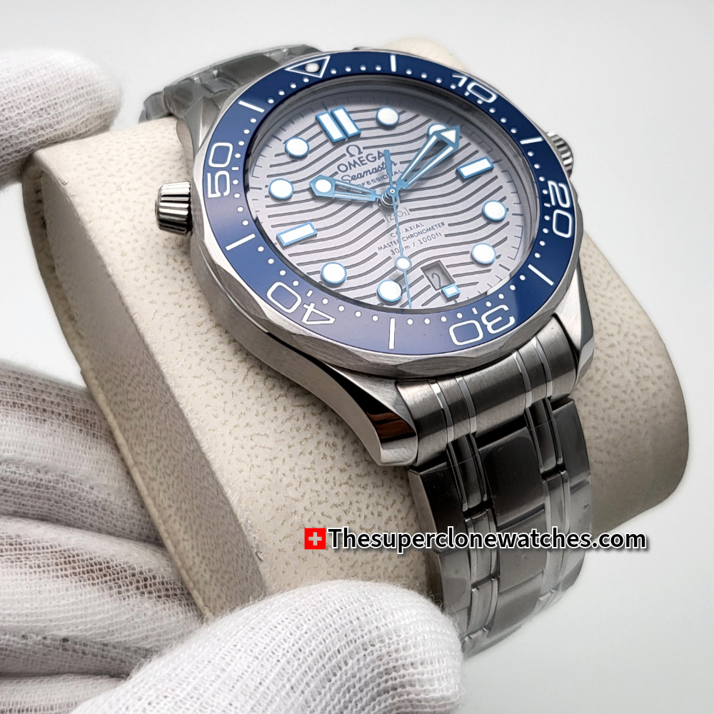 Omega Seamaster Diver 300M Steel On Steel Grey Dial Exact 1:1 Super Clone 8800 Swiss Movement Replica Watch