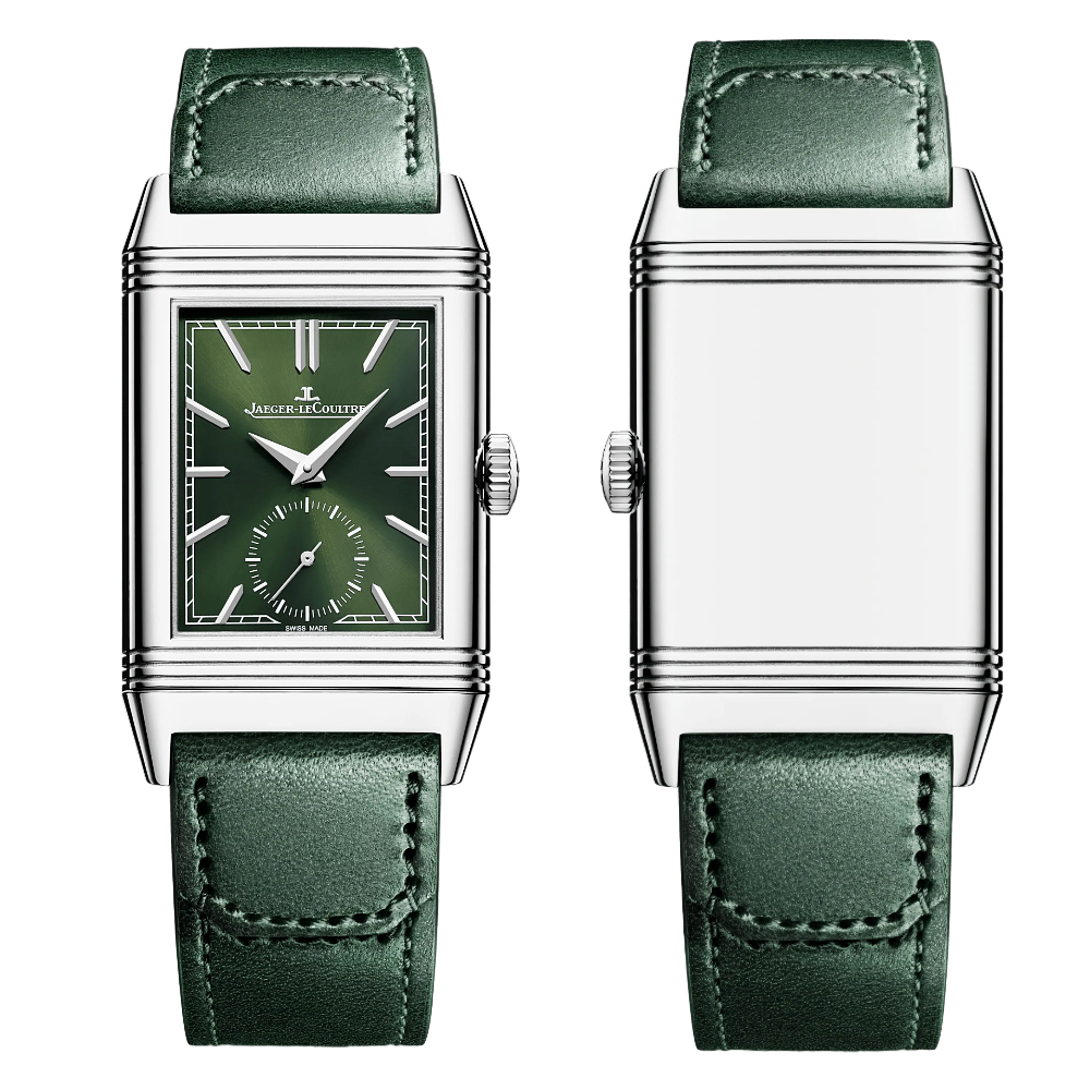 Jaeger-LeCoultre Reverso Tribute Monogace Small Seconds Green leather Strap Exact 1:1 Super Clone 822 Swiss Movement Replica Watch