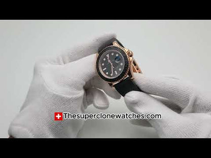 Rolex Yacht-Master Everose Gold Oysterflex Exact 1:1 Super Clone 3235 Swiss Movement Replica Watch