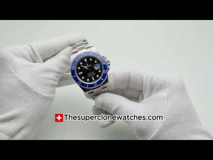 Rolex Submariner Date 18ct White Gold Blue Ceramic Bezel Exact 1:1 Super Clone 3235 Swiss Movement Replica Watch